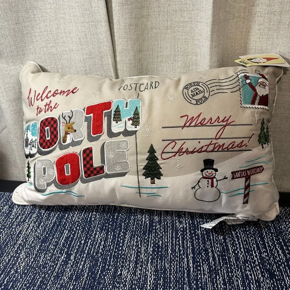 Novogratz North Pole Postage Stamp Decorative Throw Pillow